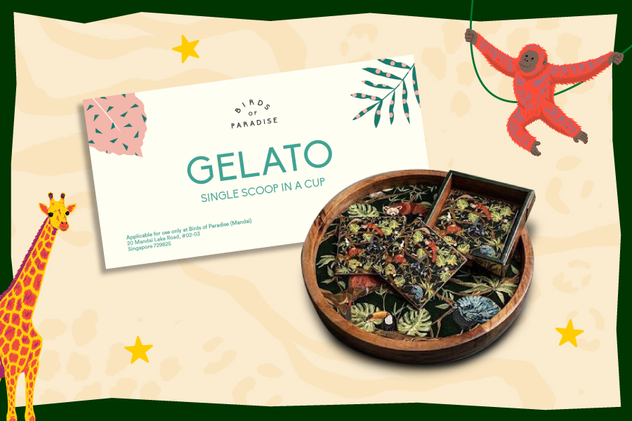 Birds of Paradise gelato voucher and a homeware gift tray