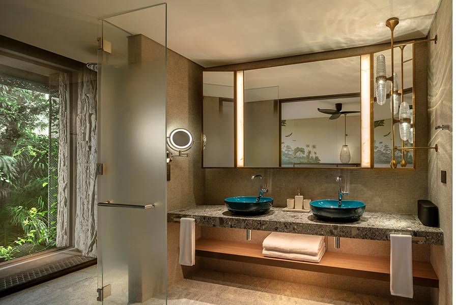 Nature-view bathroom at Mandai Rainforest Resort by Banyan Tree