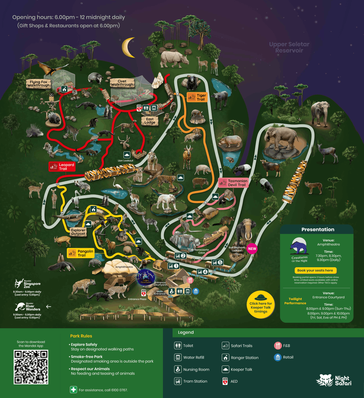 Night Safari Attraction Map