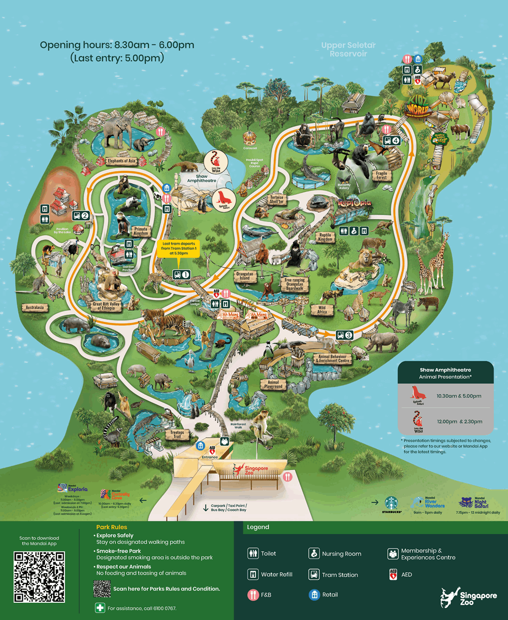 Singapore Zoo Attraction Map